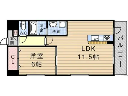 メルベーユ立花2(1LDK/4階)の間取り写真