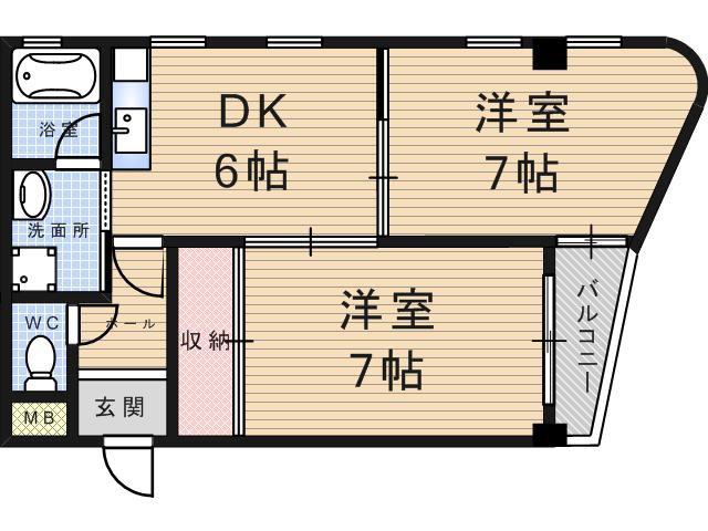 エクセイト武庫之荘(2DK/2階)の間取り写真