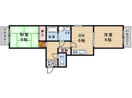プラネックス武庫之荘(2DK/3階)の間取り写真
