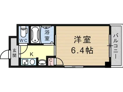 第6カシノハイツ(1K/4階)の間取り写真