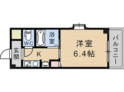 第6カシノハイツ(1K/3階)の間取り写真