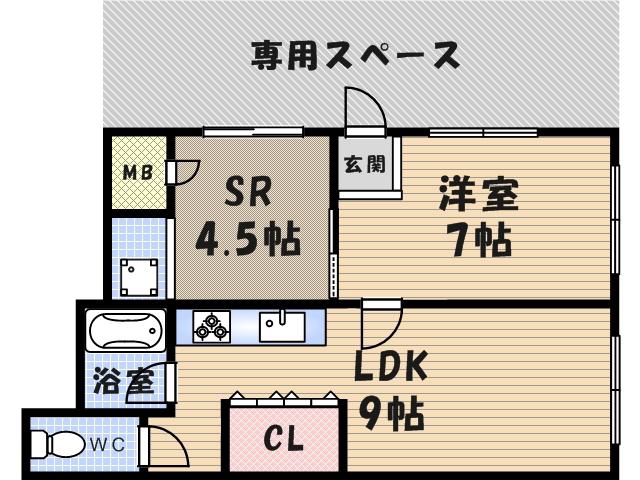 リアーズ武庫之荘(1SLDK/1階)の間取り写真