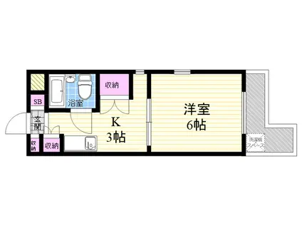 T´S COURT武庫之荘(1K/3階)の間取り写真