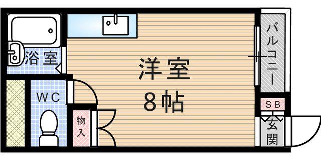 キューブ武庫川Ⅰ(ワンルーム/3階)の間取り写真
