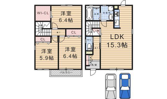 阪急神戸本線 武庫之荘駅 徒歩15分 2階建 築13年(3LDK)の間取り写真