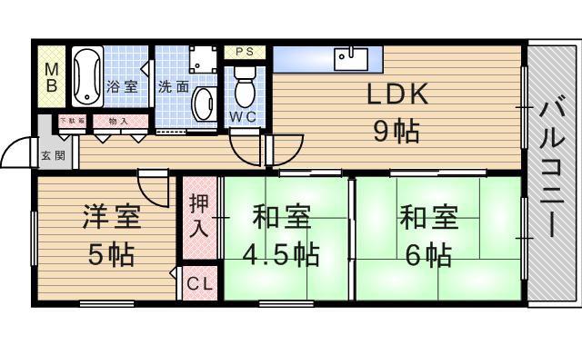 ロイヤル武庫之荘2番館(3LDK/4階)の間取り写真