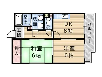 ドムールコスモス武庫之荘(2DK/3階)の間取り写真