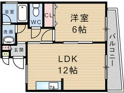 ミスターK北武庫之荘(1LDK/1階)の間取り写真