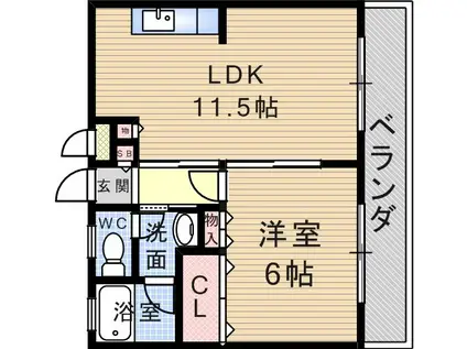 ミスターK北武庫之荘(1LDK/4階)の間取り写真
