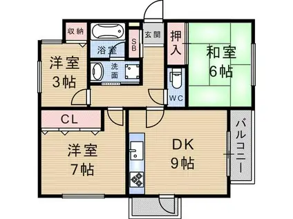 ロイヤルハイツ歌園Ⅱ(2SLDK/2階)の間取り写真