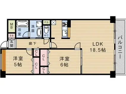 ボナール南武庫之荘(2LDK/3階)の間取り写真