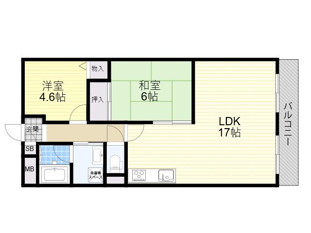 エムグランツ壱番館(2LDK/3階)の間取り写真