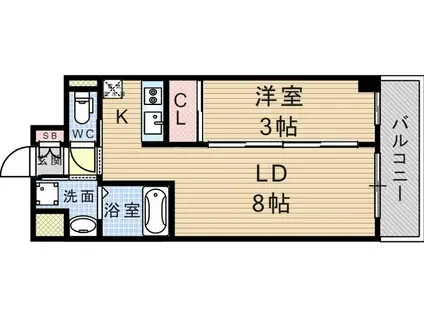 シャトーパルモア武庫之荘(1LDK/3階)の間取り写真