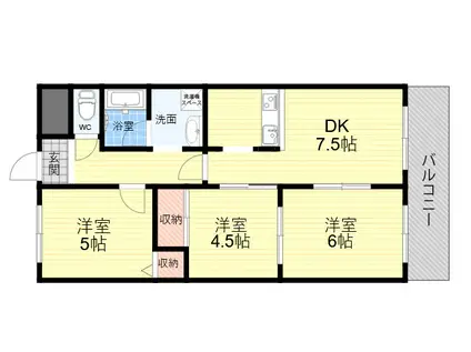 メゾンカルム(3DK/1階)の間取り写真