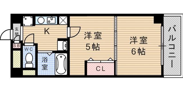 プレステージ立花(2K/3階)の間取り写真