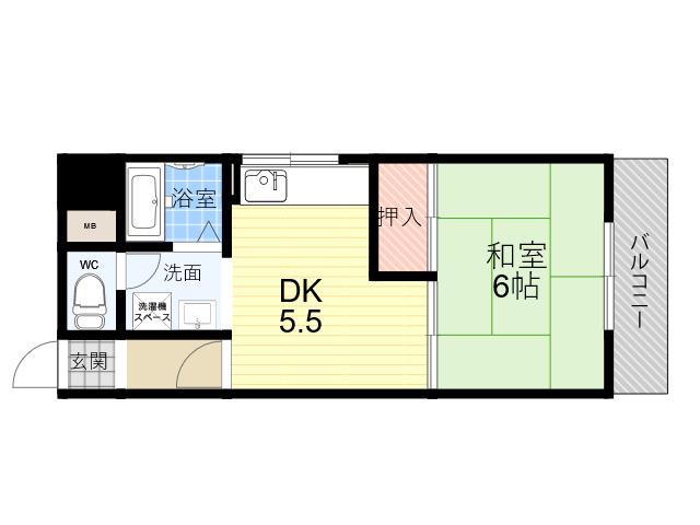 シードワン(1DK/2階)の間取り写真