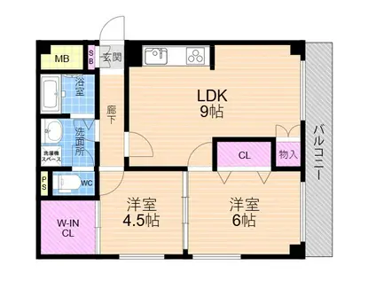 ラヴィール武庫之荘(2LDK/2階)の間取り写真