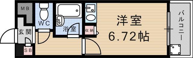 プライムコート武庫之荘(ワンルーム/5階)の間取り写真