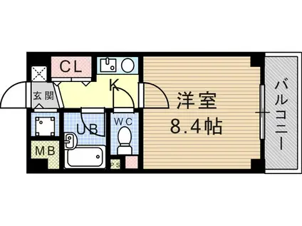 プライムコート武庫之荘(1K/2階)の間取り写真