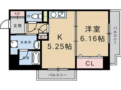 パルステ-ジ武庫之荘(1DK/2階)の間取り写真