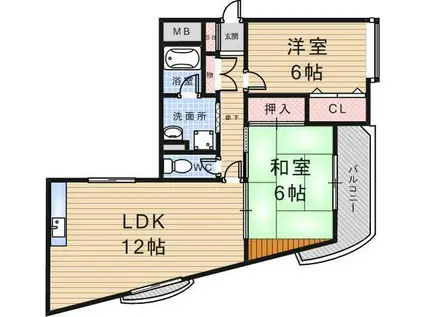 シャンボール武庫之荘2(2LDK/2階)の間取り写真