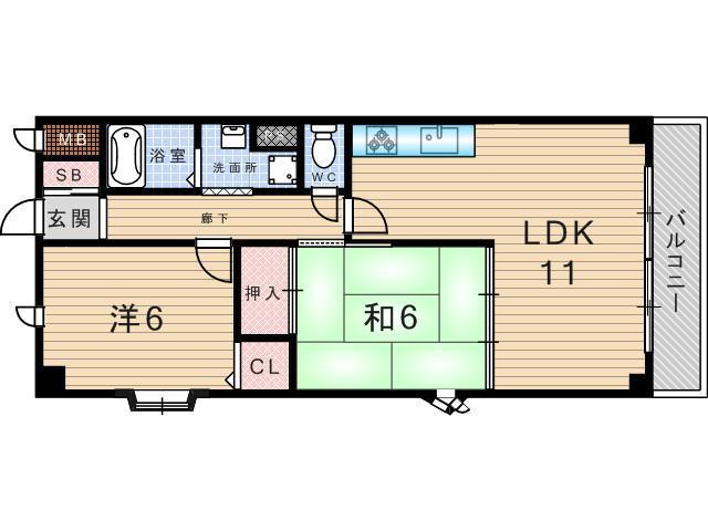 シャンボール武庫之荘2(2LDK/4階)の間取り写真