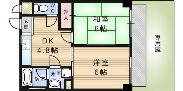 セシル富松(2DK/1階)の間取り写真