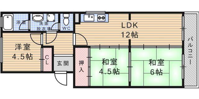 ティアラ武庫川パート2(3LDK/2階)の間取り写真