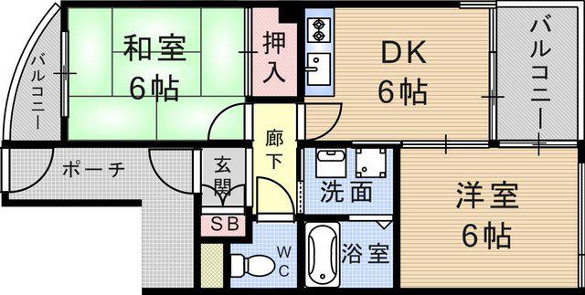 MIZUKI武庫之荘(2DK/3階)の間取り写真