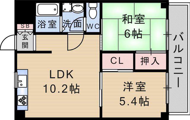 メゾンファミーユ(2LDK/4階)の間取り写真