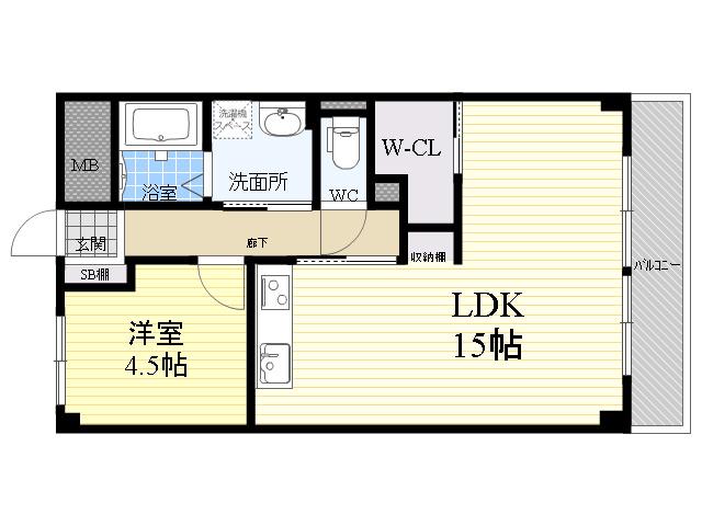 西興第2マンション(1LDK/3階)の間取り写真