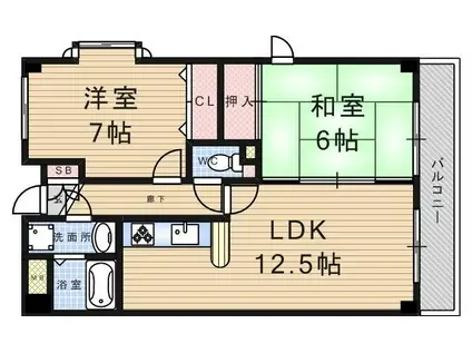 アルディ武庫之荘(2LDK/4階)の間取り写真