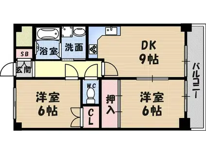 グレートフューチャーPART3(2DK/3階)の間取り写真