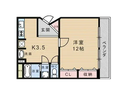 ルーエーベル武庫之荘(1DK/1階)の間取り写真