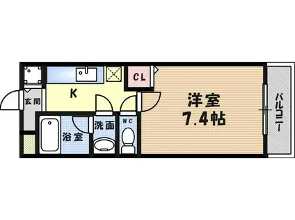 シェリール武庫之荘(1K/2階)の間取り写真