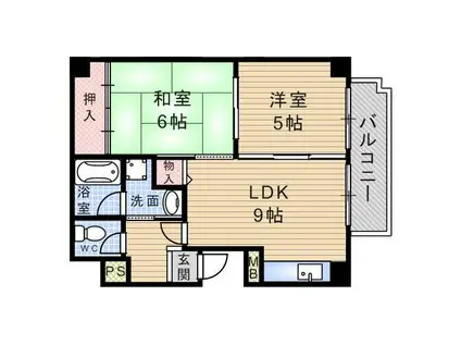 アベリア壱番館(2LDK/4階)の間取り写真