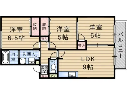 フルールK.T(3LDK/1階)の間取り写真