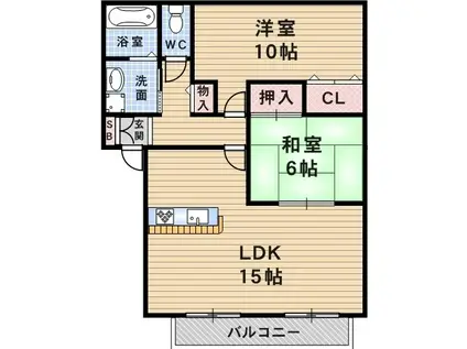ジュネス武庫之荘7(2LDK/1階)の間取り写真
