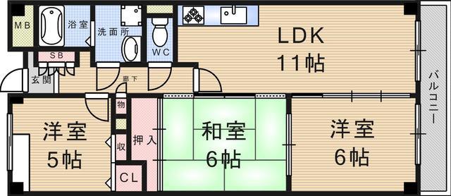 ラ・シャトーサンク(3LDK/2階)の間取り写真
