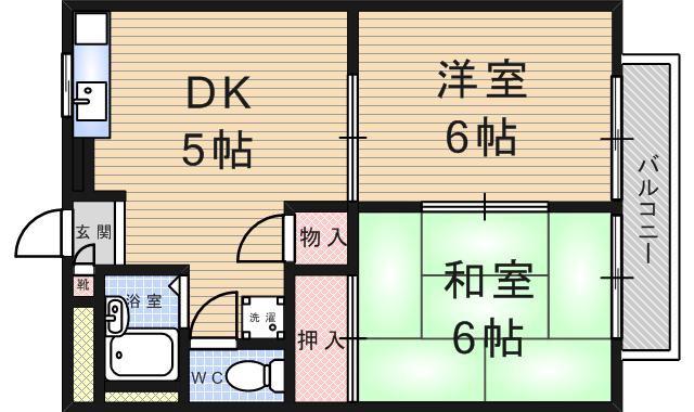 サニーハイツ(2DK/3階)の間取り写真