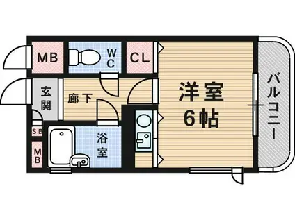 ライオネス富松(ワンルーム/4階)の間取り写真