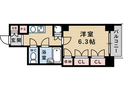 ライオネス富松(1K/3階)の間取り写真
