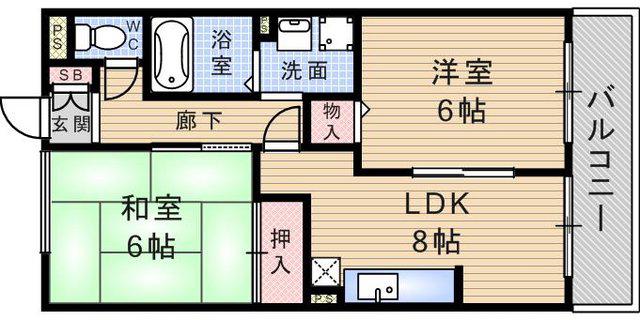 ノーブルトモ(2LDK/2階)の間取り写真
