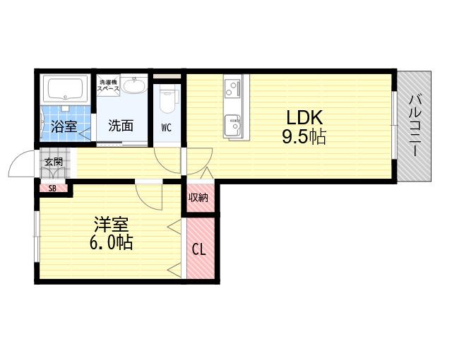 REVE伊丹(1LDK/2階)の間取り写真