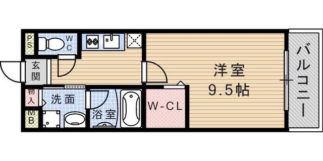 らくいマンション(1K/1階)の間取り写真