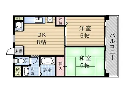 パフィオ武庫之荘壱番館(2DK/4階)の間取り写真