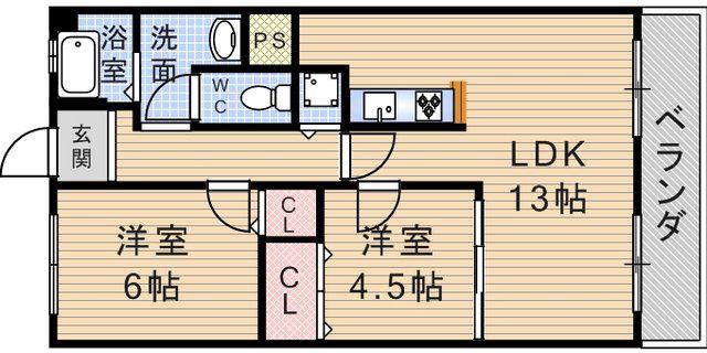 セビーヌ武庫之荘3番館(2LDK/2階)の間取り写真