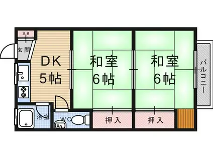 緑荘(2DK/2階)の間取り写真