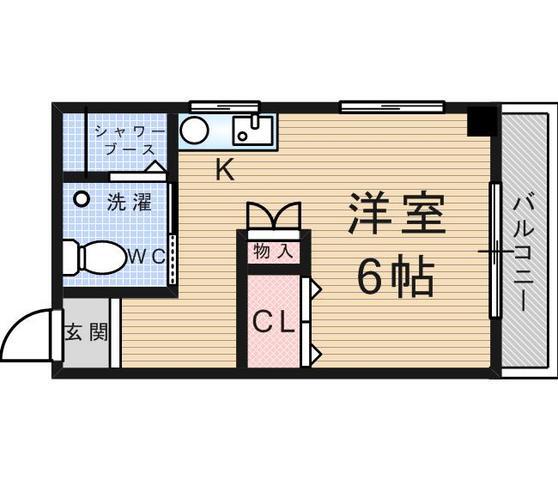ハクタカハイツ(ワンルーム/3階)の間取り写真