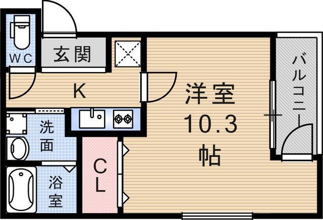 フジパレス武庫之荘1番館(1K/2階)の間取り写真